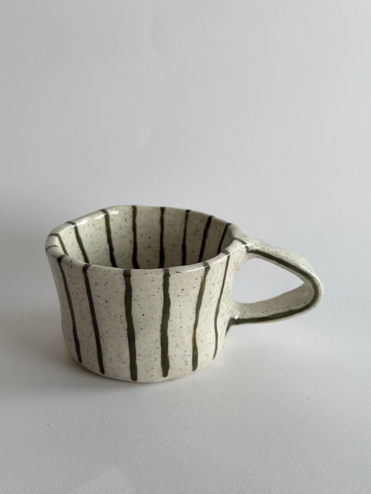 Striped Green Handmade Ceramic Mug