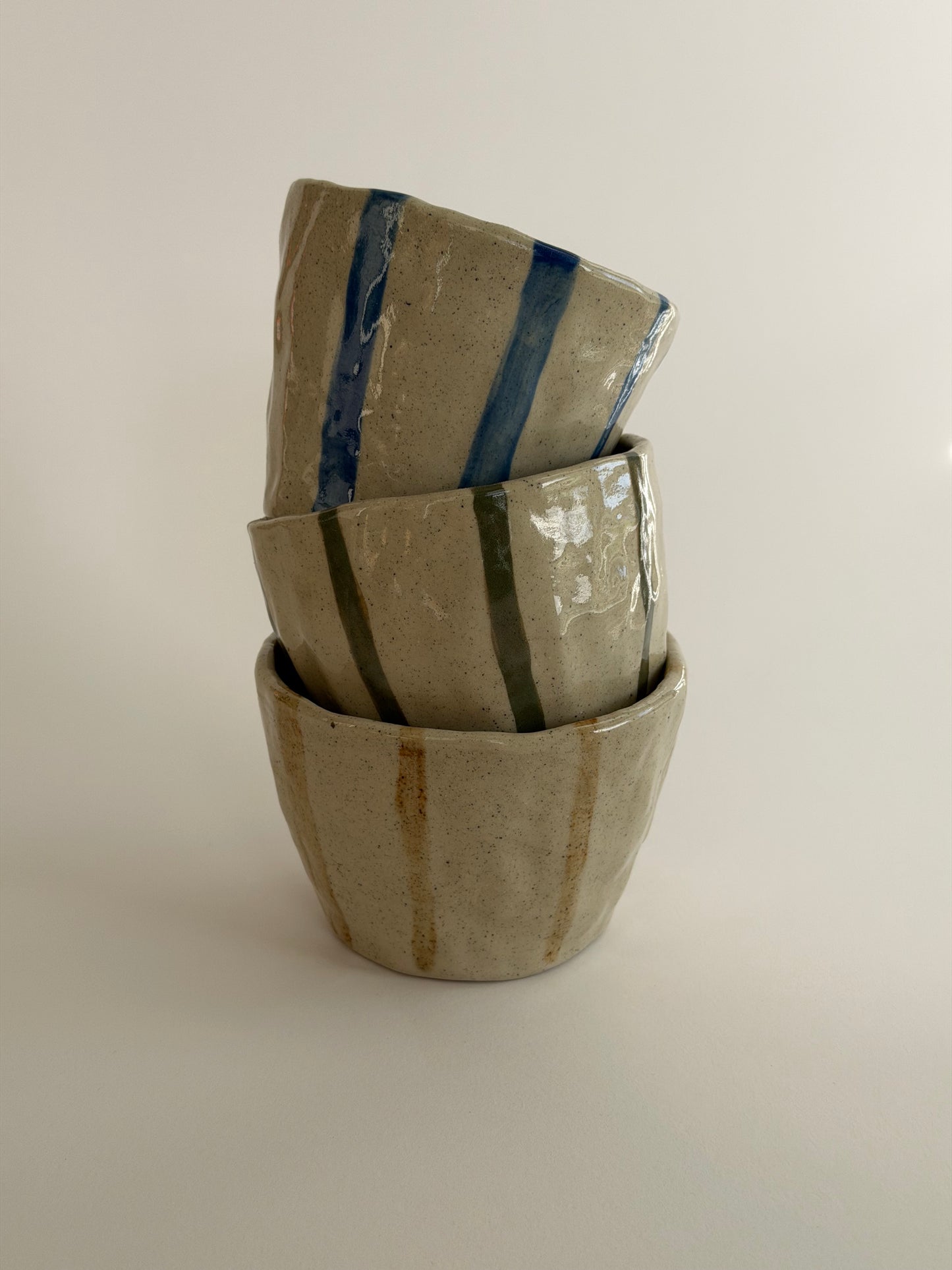 Striped Handmade Ceramic Cups