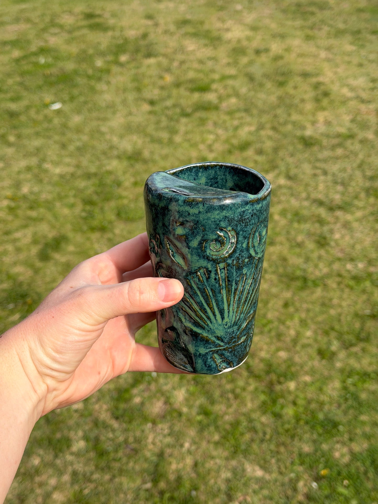 Blue Seashell Handmade Ceramic Travel Mug
